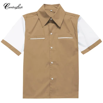 Stil Vintage din Bumbac Casual Shirt Mens Plus Dimensiune XXXL bate joc de Buzunar Maneca Scurta Bluza Mens Îmbrăcăminte Rockabilly