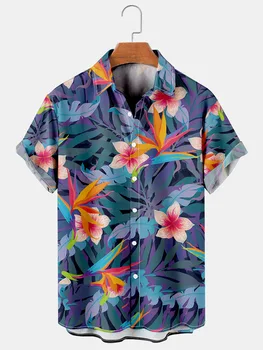 Oamenii Harajuku Haine Casual Vintage Imprimeu Floral Maneca Scurta Beach Tricouri Vara Cămașă Hawaiană