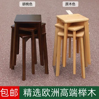 Qa7-O singură bucată scaun din lemn masiv pătrat scaun de luat masa acasă scaun de schimb scaun de restaurant fast-food restaurant tăiței care pot fi stivuite sto