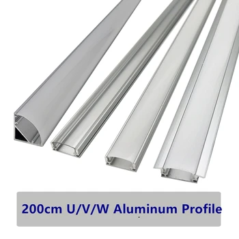 60pcs 2M Profil de Aluminiu U V YW în Formă de Canal, Led Strip Difuzor de Extrudare 200cm Lăptos Acoperire pentru 12MM Lampă cu LED-uri Banda de Locuințe