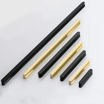 Modern De Aur Dulap Mâner Din Aluminiu Profil Cabinet Vin Mâner De Ușă Sertar Negru Prelungit Mâner Mobilier Hardware