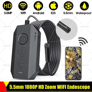 5.5 mm 1080P WIFI HD Camera Endoscop 4X Zoom 2600mAh Șarpe Cablu Tub Videoscope Inspecție Puncte Pentru iphone, Android Telefon