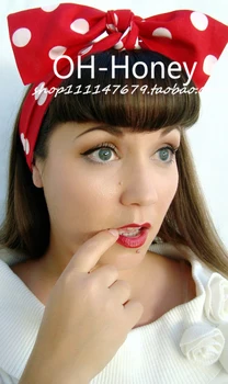 1950 femei vintage rockabilly pinup red white polka dot bentita hairband eșarfă de păr folie de benzi accesorii bandană bandeau
