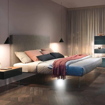 Designer tesatura de pat plutitor italiană minimalist plutitoare pat dormitor matrimonial de lux lumina 1,8 m pat dublu