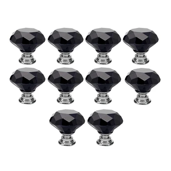 Negru, 10buc 30mm Cristal de Sticlă Butoane de Cabinet Forma de Diamant Sertar Dulapuri de Bucatarie Dulap Dulap Dulap Trage Mânere