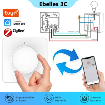 Tuya Zigbee Inteligent Lumină Dimmer Switch Smart Home Rotativ Estompat Comutator de Perete 100-240V Voce Lucra cu Alexa de Start Google