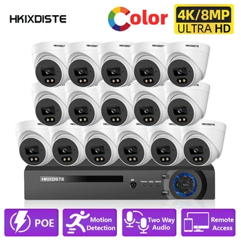 H. 265 4K Camera de Securitate de Sistem POE 16CH Kit NVR HD 8MP Full Color Viziune de Noapte CCTV Camere de Supraveghere Video Sistem XMEYE