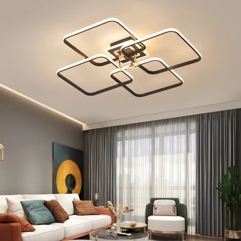 plafon moderne de lumină led-uri lampă de tavan pentru camera de zi dormitor condus candelabre Pătrat negru APP corp/control de la Distanță lustru