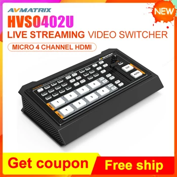 AVmatrix HVS0402U Video Switcher Mixer de Live Streaming 4 Canal Auto-Detectat Intrări Ieșire PGM Emisiuni TV vs Devicewell 7105