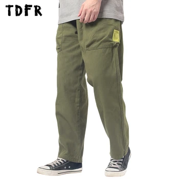 Multi-Buzunar De Pantaloni Cargo Mens Retro Casual Stil Safari Culoare Solidă Talie Elastic Pantaloni Largi Pantaloni Barbati