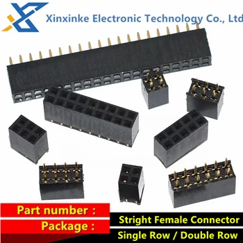 2.54 mm, Simplu Feminin, Dublu Rând Pin Header Banda Conector PCB Antet Soclu 2~40PIN 2/3/4/5/6/7/8/10/12/14/15/20/40P Pin