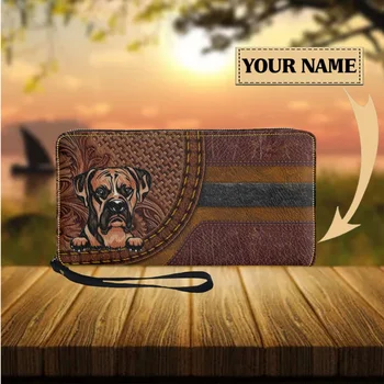 Nume personalizat Moda Portofel Lung Câine Drăguț Print din Piele PU portofel Nou Naveta Zilnic Telefonul Mobil Geanta Business Card Holder