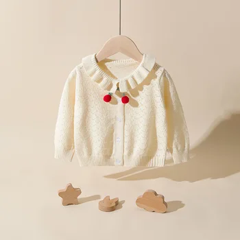 Primăvara Și Toamna Noi pentru Copii din Bumbac Tricotat Cardigan Aer condiționat, Tricou Cu Fete Pulover Peste Copil Haina de Sus