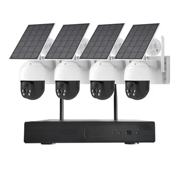 WIFI Wireless Solar de Securitate Acasă IP cu Pan Tilt Zoom aparat de Fotografiat Sistem Wireless 4-Set 2K 4MP QHD Camera CCTV Kit cu NVR