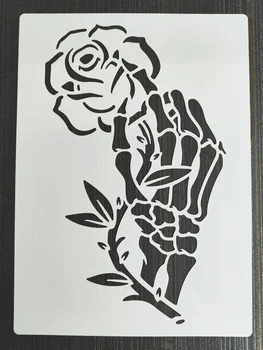 21*29Cm Schelet Mână Șablon DIY Stratificare Sabloane Pictura pe Perete Album de Colorat Relief Album Decorative Card Șablon