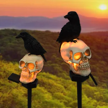 Cioara Cap De Craniu Lumina Solara Pentru Gradina Teren Curte În Aer Liber Rezistent La Apa Rășină Animale Felinar De Halloween Decor Lampa Miza