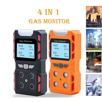 4 profesionale de monitorizare a Gazelor de H2S, O2 EX CO Combustibile Senzor de Gaze Industriale Siguranța Personală cu baterie Reîncărcabilă Sonor-vizual de Alarmă