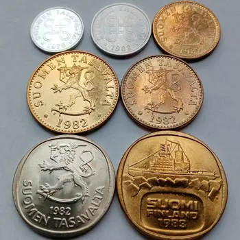 Finlanda Set Complet de 7 Monede 70-80 ' s New UNC