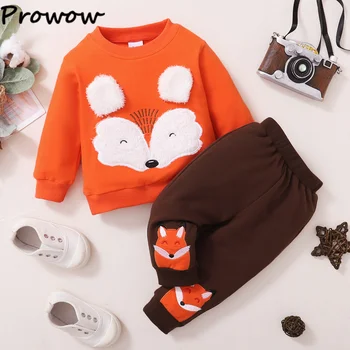 Prowow 3-24M Fox Baby Boy Haine Tinuta Set de Desene animate Drăguț Tricou+Pantaloni Toamna Iarna Nou-născuți Haine Pentru Baieti Seturi