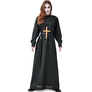 Halloween Cosplay, Costume pentru Femei Negru Călugăriță Costum de Teroare Vampir Religioase Sora Petrecere Deghizarea de sex Feminin de Lux Pentru Adulți