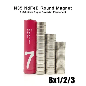10/20/50/100buc 8x1 8x2 8x3mm Dia 8 Disc Rotund Puternic N35 Neodim Magnetic din Oțel Mici 8*1 8*2 8*3 mm Magnet Imanes