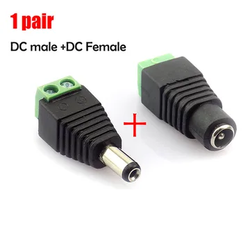 1 Pereche DC Masculin Feminin Jack Plug Connector 2.1x5.5 mm Alimentare Adaptor BNC pentru CCTV aparat de Fotografiat Benzi cu LED-uri Lampă de Iluminat Lumini D5