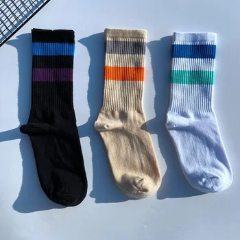 Stripe Sock Mens Echipajului Om Adult Șosete de Moda pentru Bărbați Standard de Înaltă Calitate Sportive de Bumbac de Primavara-Vara Unisex Trendy Calcetines