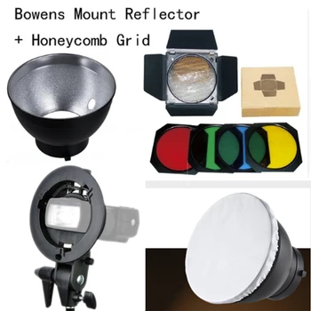 Godox Bowens Muntele Reflector + BD-04 Usa de Hambar Grila Fagure +4 Filtru de culoare +Alb difuzor +S de tip Consolă Suport pentru AD200