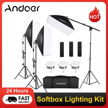 Andoer Fotografie Kit de Lumina de Studio Softbox Set de Iluminat cu 2M Stand-Lumină de Control de la Distanță Geanta pentru Foto-Video Fotografiere