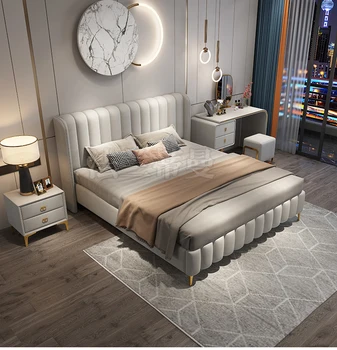 Știință și tehnologie pânză pat Nordic master dormitor plută din lemn masiv de pat de lux lumina italiană minimalist pat de nuntă