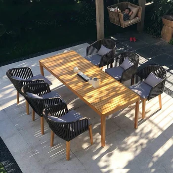Nordic de recreere în aer liber curte de luat masa scaun de masa set mobilier din lemn de tec