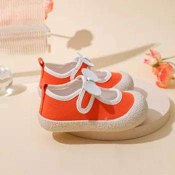 Primavara pentru Copii Panza Pantofi la Modă de Culoare Solidă Talpă Moale Anti-Alunecare Pantofi Fete cu Bowknot