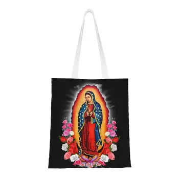 Fecioara Maria De Guadalupe Cumpărături Tote Sac Femei Kawaii Mexic Catolică Saint Canvas Shopper Genți De Umăr, Genți De Mână