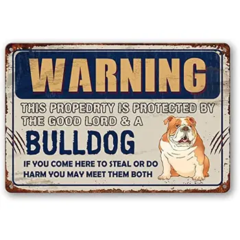 Feriți-Vă De Bulldog Semne În Aer Liber, Vintage Metal Ruginit Semne Pentru Garduri & De Metri, Bulldog Semne De Avertizare Decorative