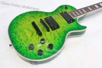 2023 new sosire personalizate verde Gândit Arțar tigru top chitara electrica,negru hardware LP guitarra,transport gratuit