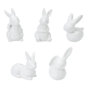 5Pcs Ceramice Iepure Figurina Decor de Paști Pentru Porțelan de Arta Moderna Decor Acasă Nunti Meserii