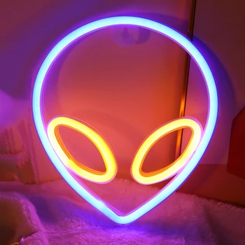 Lumina de Neon pentru Decor de Halloween face Alien Model de Lampă de Perete Agățat Ușă Ornament Decorativ Luminos Petrecere de Vacanță Consumabile