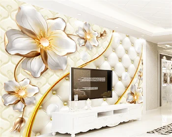 Tapet personalizat 3D Relief Bijuterii Floare Simplă de Moda Europene de Lux Living TV de Perete de Fundal Decorațiuni Murale