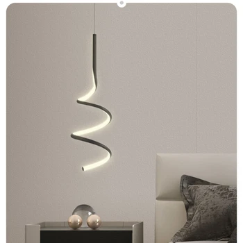 Noptiera Candelabru Nordic Simplu, Modern, Creativ Spirală Dormitor Mic Droplight Linie Lungă Lampă