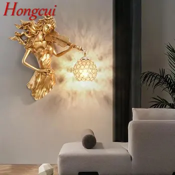Hongcui Modernă cu LED-uri de Aur de Perete de Lumină Interioară Creatoare de Epocă Rășină Tranșee Lampă pentru Casa Living Dormitor Hol Decor