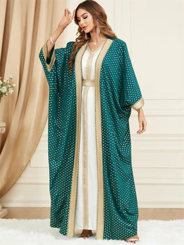 Ramadan 2 Bucata Abaya Set Caftan Halat Kimono Femme Musulmane Musulman Seturi De Rochie Jalabiya Pentru Femei Islam Turcia Rugăciune Haine
