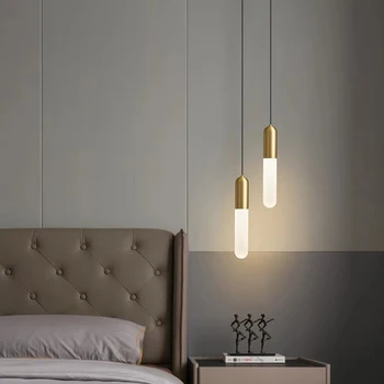 LED-uri moderne Aur Pandantiv Lampa pentru Noptiera Dormitor de Iluminat AC85-265V Cablu Lung Agățat Lampă Suspendată Bucatarie corp de iluminat