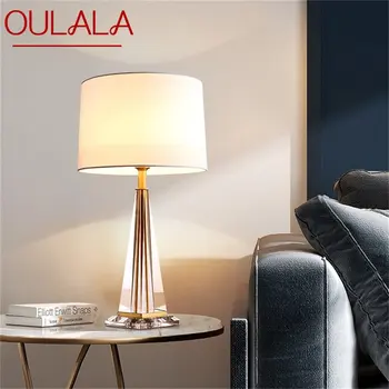 OULALA Masă Lampă de Alamă Modern, Simplu Crystal LED Tesatura de Birou Lumina Decor pentru Casa Dormitor