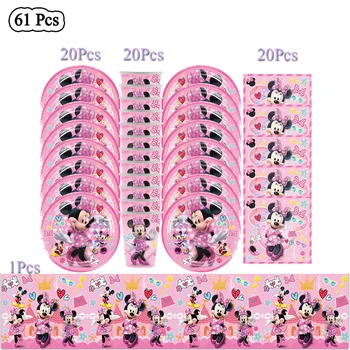 Disney Minnie Mouse Temă Petrecere De Aniversare Pentru Copii Decoratiuni Ceașcă De Hârtie Fata De Masa De Unica Folosinta Tacamuri Set Dus Copilul Consumabile