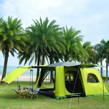 În aer liber Camping Viteza Cort Deschis 5-8 persoane Camping Ploaie-dovada Două Cameră cu Două Hall Cort de Protecție solară protecție Solară Cort de Familie