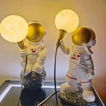 Astronaut Lampa de Camera pentru Copii Decor de Lămpi de Masă Moderne de Desene animate Creativ Camera Copilului Băiat Dormitor 3D Luna Astronaut Masă Lumini