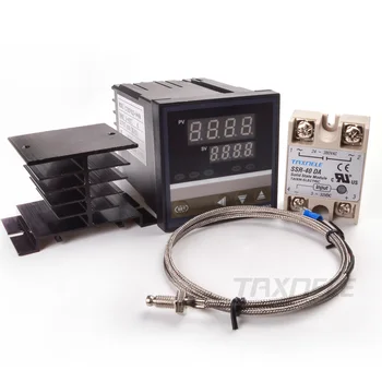 Digital PID REX-C700 Controler de Temperatura + SSR Releu 40A + K Termocuplu + radiator ,Termostat Controler PID Ieșire SSR