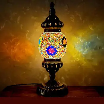 Turcă Decorativ, Lampa De Masa Bar De Cafea, Noptiera Decorative De Iluminat Din Sticlă De Boemia Stil Mozaic Decor Camera Copil Lampa De Birou
