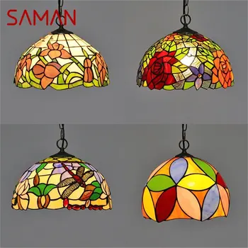 SAMAN Tiffany Pandantiv Lumina Contemporane Lampă cu LED-uri Corpuri de iluminat Decorative Pentru Casa Sufragerie