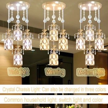 LED Crystal Sala de Mese Candelabru Modern, Simplu, Trei Familii Europene Living Lampa de Personalitate Creatoare Sala de Mese Lampa